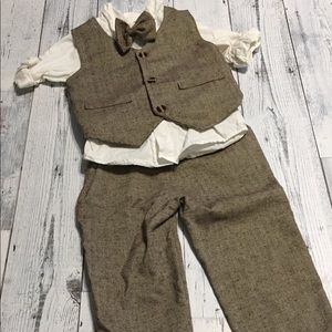 Boys 2T Brown and White Chevron Suit